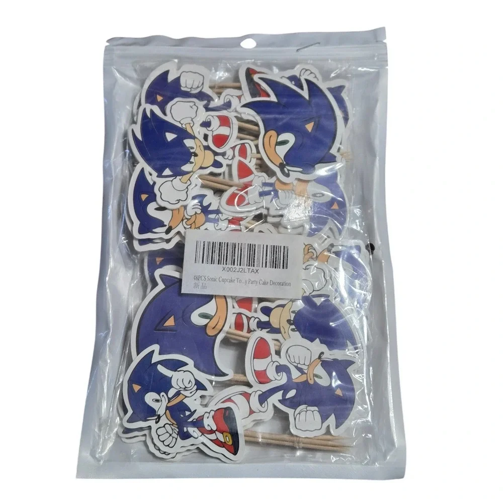 Sonic the Hedgehog Birthday Party Supplies Bundle 8 Favor Boxes 48 Cake Toppers